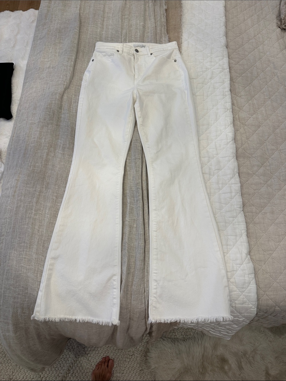 LOFT Slim Flare white jeans